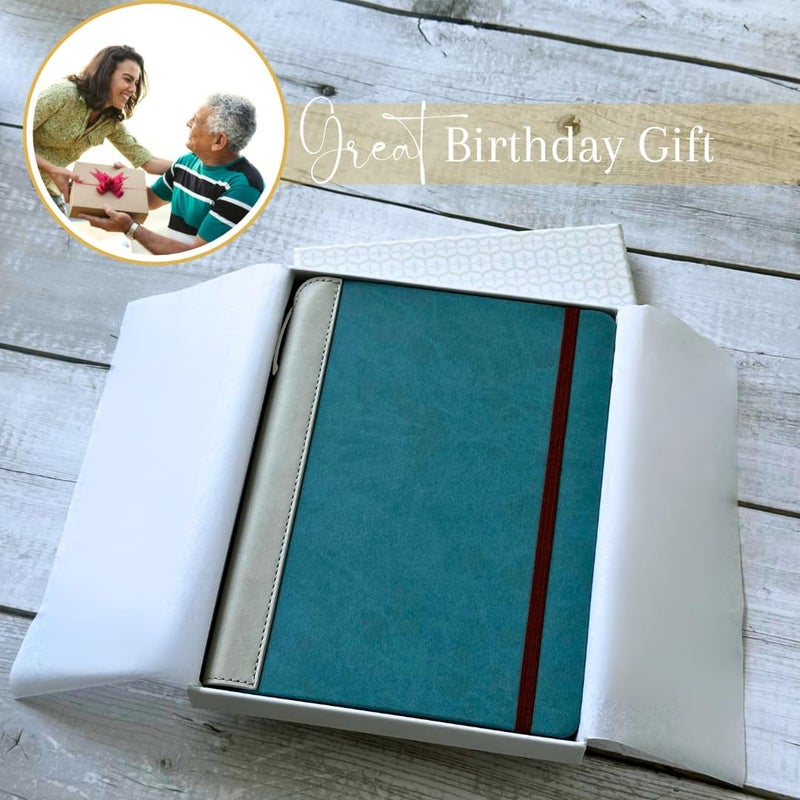 SETTINI ® Lined Journal - Sleek Teal Journal for Writing Gift Set - Hardcover Vegan Leather, Includes Luxury Pen in a Unique Pen Holder, 192 Pages, 6 x 8.5 inches, Christmas Gifts - Image 2