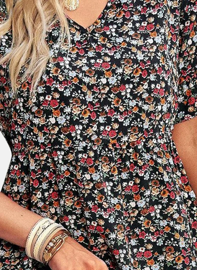 YUNIQEE Multicoloured Printed A-Line Midi Dress
