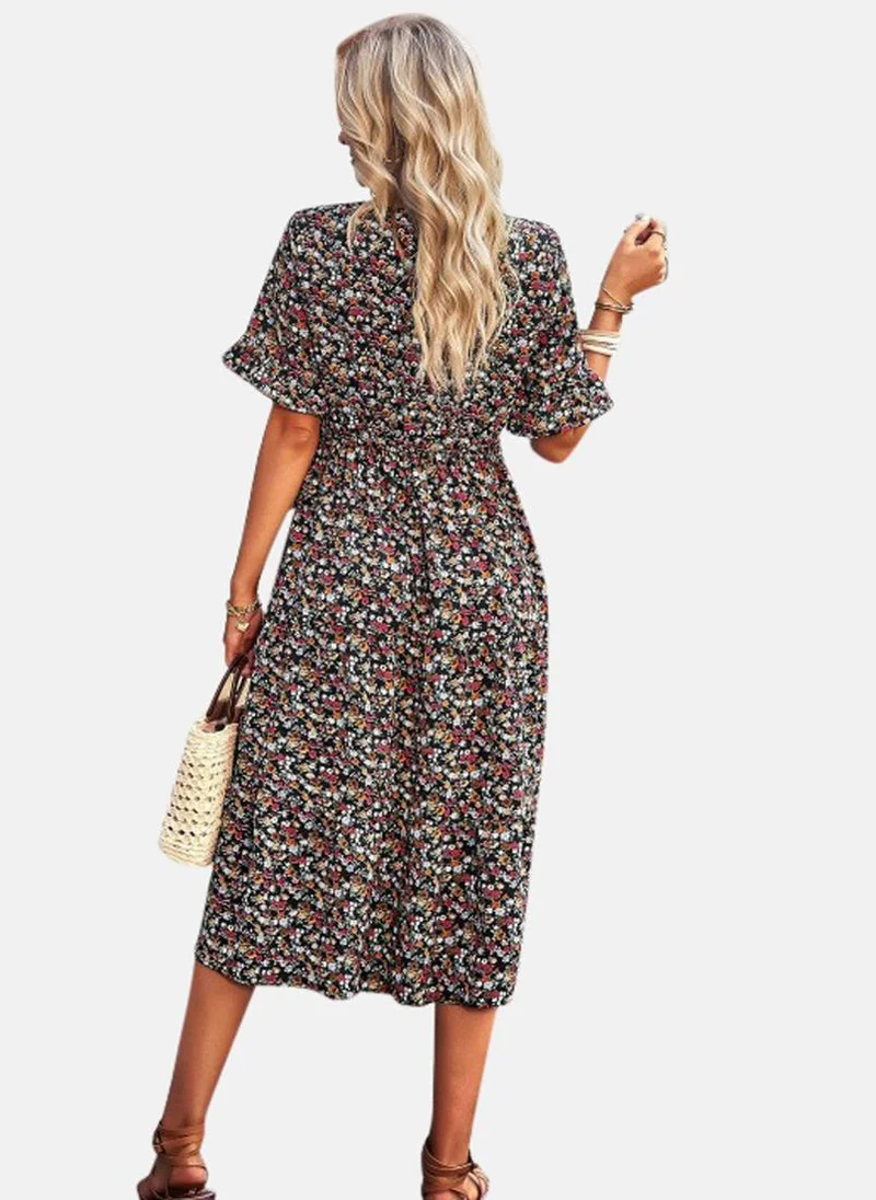 يونيكي Multicoloured Printed A-Line Midi Dress