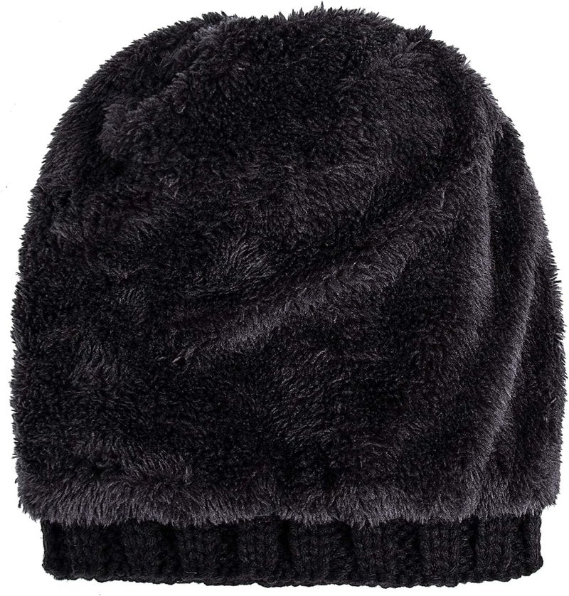 PAGE ONE Womens Winter Thick Cable Knit Beanie Faux Fur Pom Hat Fleece Lined Skull Cap - Image 4