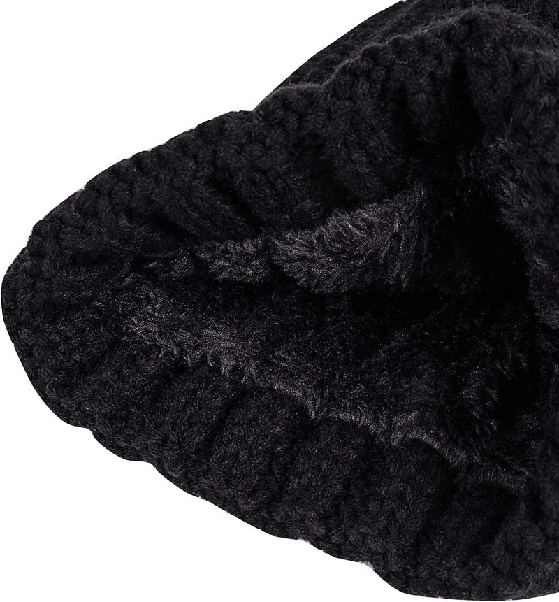 PAGE ONE Womens Winter Thick Cable Knit Beanie Faux Fur Pom Hat Fleece Lined Skull Cap - Image 3