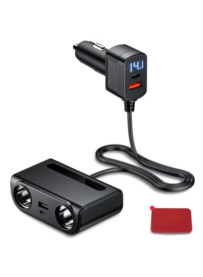 محول شاحن السيارات، مُجزِّع لشمعة السيارة بقدرة 120 واط، شاحن هواتف USB مع دعم QC 3.0 و PD ومقابس للشامات 2، منفذ محول لضوء السيارة 12 فولت / 24 فولت مع مقياس جهد LED، شحن سريع للهاتف - Image 1