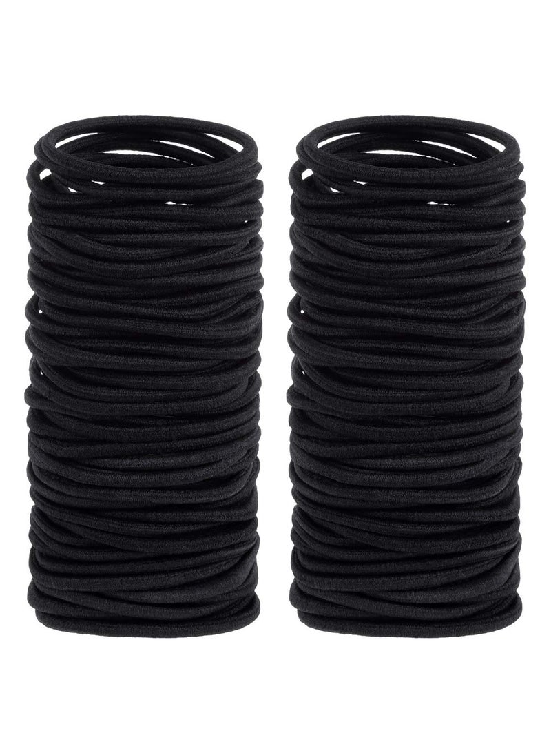 anezus Anezus 200 Pcs Black Elastics Hair Ties Small Bulk Hair Ties Hair Bands 4mm 
