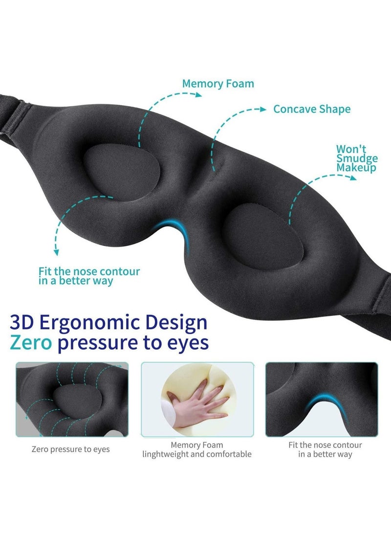Arabest - With Soundproof Earplugs Eye Cover for Sleeping, 3D Contoured Cup Sleeping Mask, Soft Breathable Blackout Blindfold, Travel Eye Cover Adjustable Night Sleeping Mask - Image 1