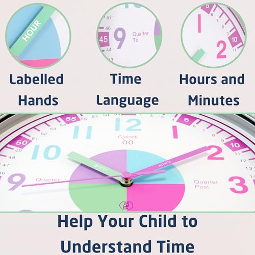 OWLCONIC Telling Time Teaching Clock for Kids - Analog for Bedrooms, Playroom, Homeschool Decor, School Classroom Learning, Educational for Learning to Tell Time - Image 3
