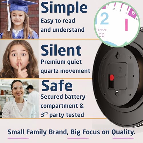 OWLCONIC Telling Time Teaching Clock for Kids - Analog for Bedrooms, Playroom, Homeschool Decor, School Classroom Learning, Educational for Learning to Tell Time - Image 2