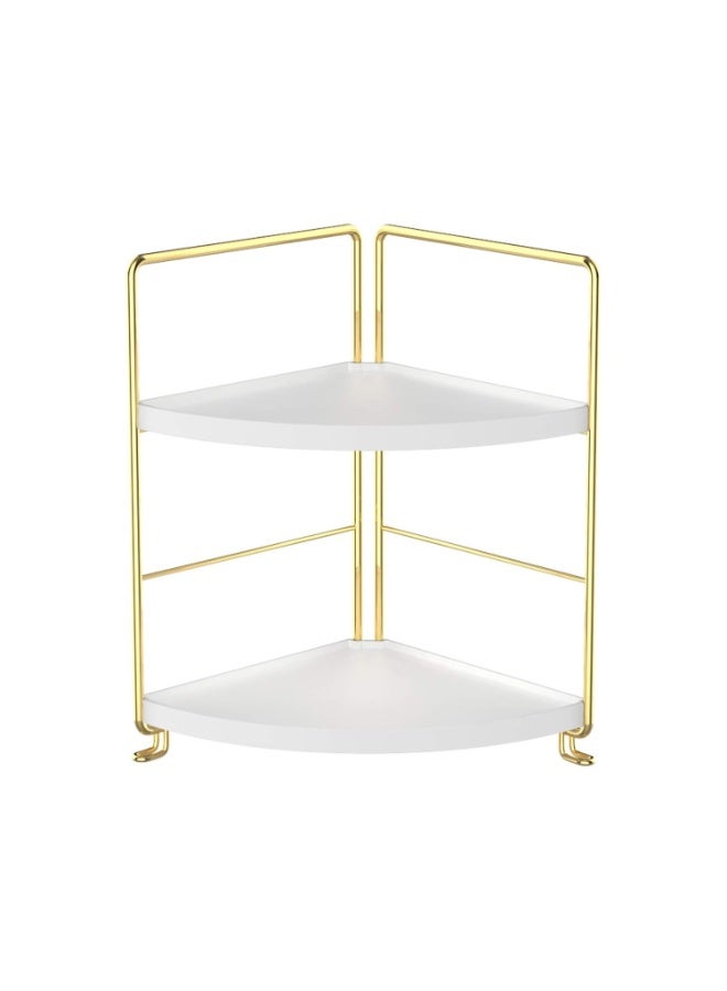 Lacoz 2-Tier Corner Countertop Storage Shelf Organizer with Metal Frame Stackable Multi-Purpose Corner Rack for Kitchen, Bathroom, Living Room & Office - Image 1