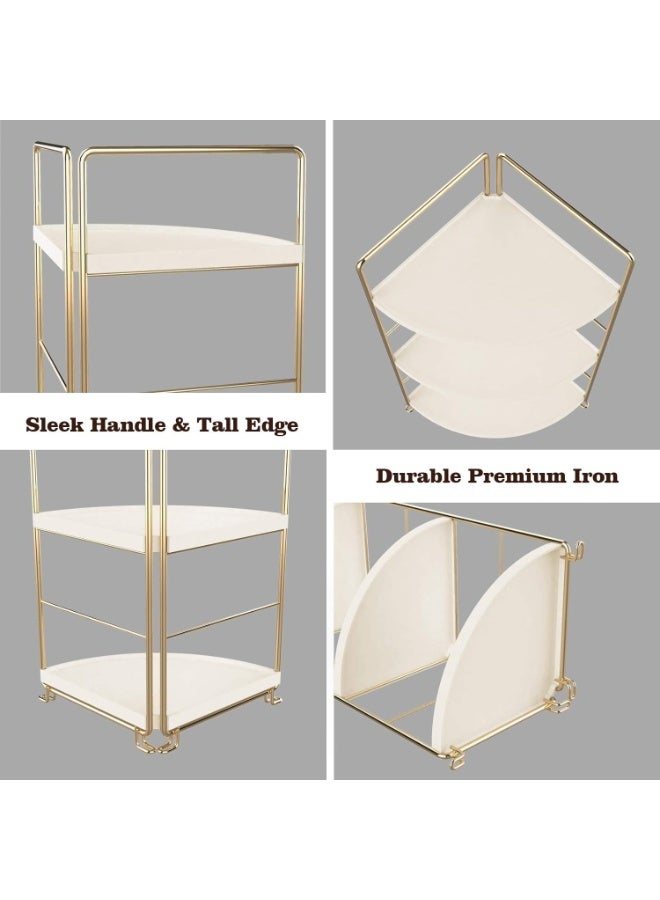 Lacoz 2-Tier Corner Countertop Storage Shelf Organizer with Metal Frame Stackable Multi-Purpose Corner Rack for Kitchen, Bathroom, Living Room & Office - Image 4