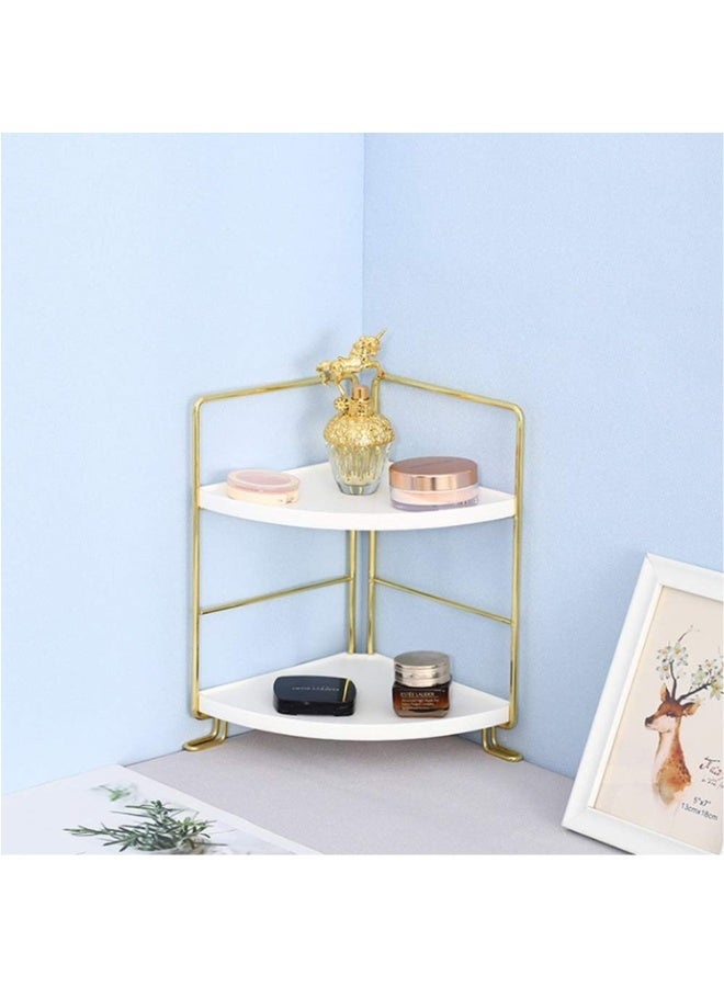 Lacoz 2-Tier Corner Countertop Storage Shelf Organizer with Metal Frame Stackable Multi-Purpose Corner Rack for Kitchen, Bathroom, Living Room & Office - Image 2
