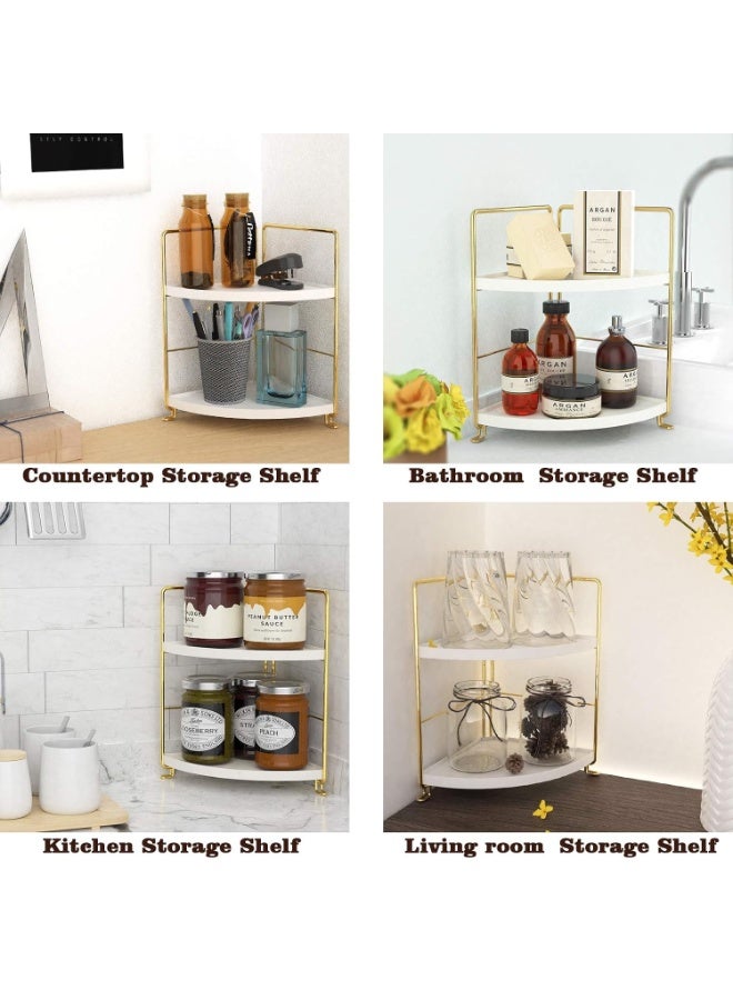 Lacoz 2-Tier Corner Countertop Storage Shelf Organizer with Metal Frame Stackable Multi-Purpose Corner Rack for Kitchen, Bathroom, Living Room & Office - Image 5