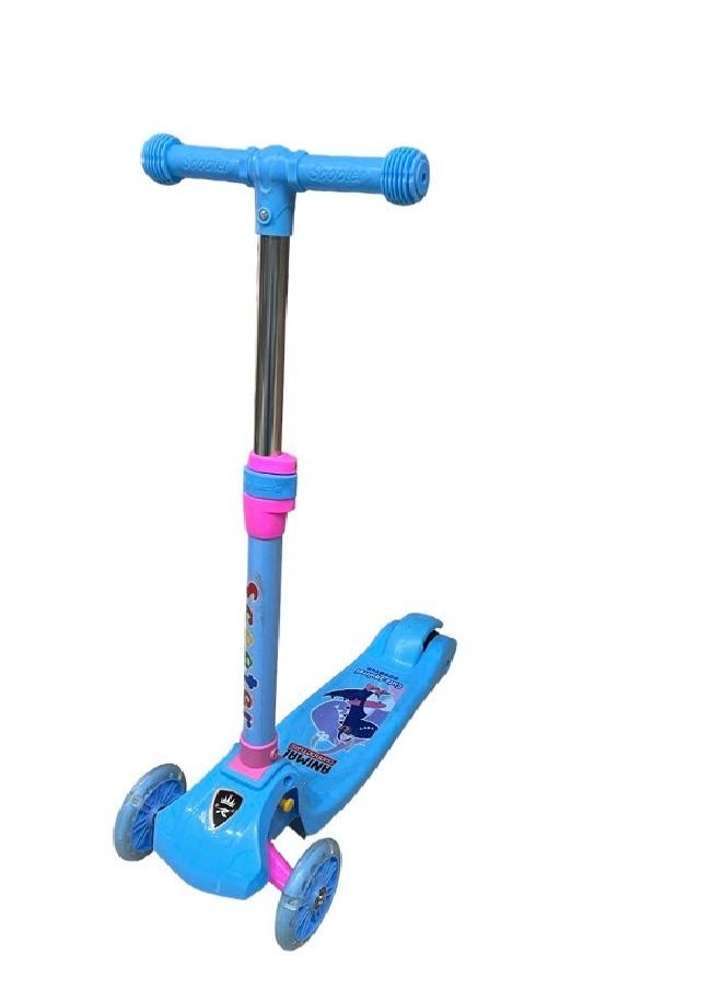 Generic - Scooter 3 Wheels with LED Lights, Foldable Design, Scooter for Boys and Girls, Height Adjustable, Children's Skateboard, Freesyle Skateboard, Rear Brake Scooter-blue - Image 1