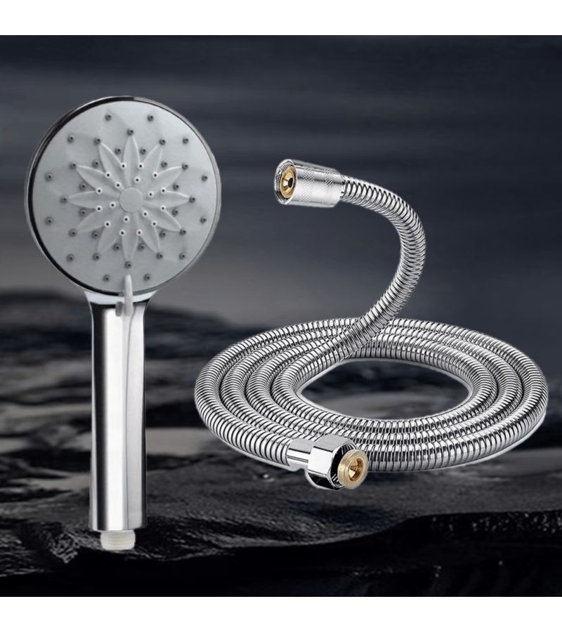 Silvery Shower Head Set With 78.74 Inch Hose Lotus Spray Gun Sprinkler Combo - Image 2