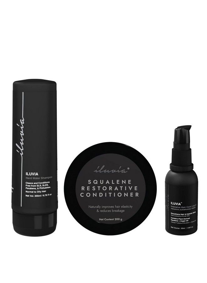 Iluvia Complete Professional System Iluvia Hard Water Shampoo 200 Ml & Squalene Restorative Conditioner 200G & Intensive Hair Care Liquid 50Ml - Image 2