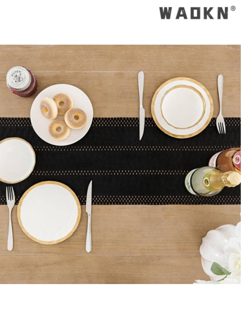 WAOKN Black Table Runner with Long Tassels, Elegant Table Scarf for Dining Tables, Adds a Touch of Sophistication to Your Home Decor, Ideal for Everyday Use and Special Occasions, 30*183 cm - Image 4