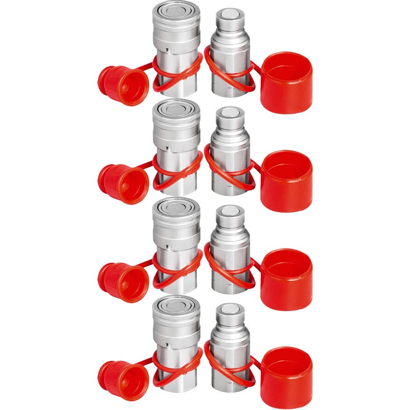 Bestauto Hydraulic Quick Connect 12 Body with 12 NPT Thread Hydraulic Coupler 4 Pairs Hydraulic Coupling Quick Connect 455 Lmin Hydraulic Quick Coupler ISO 16028