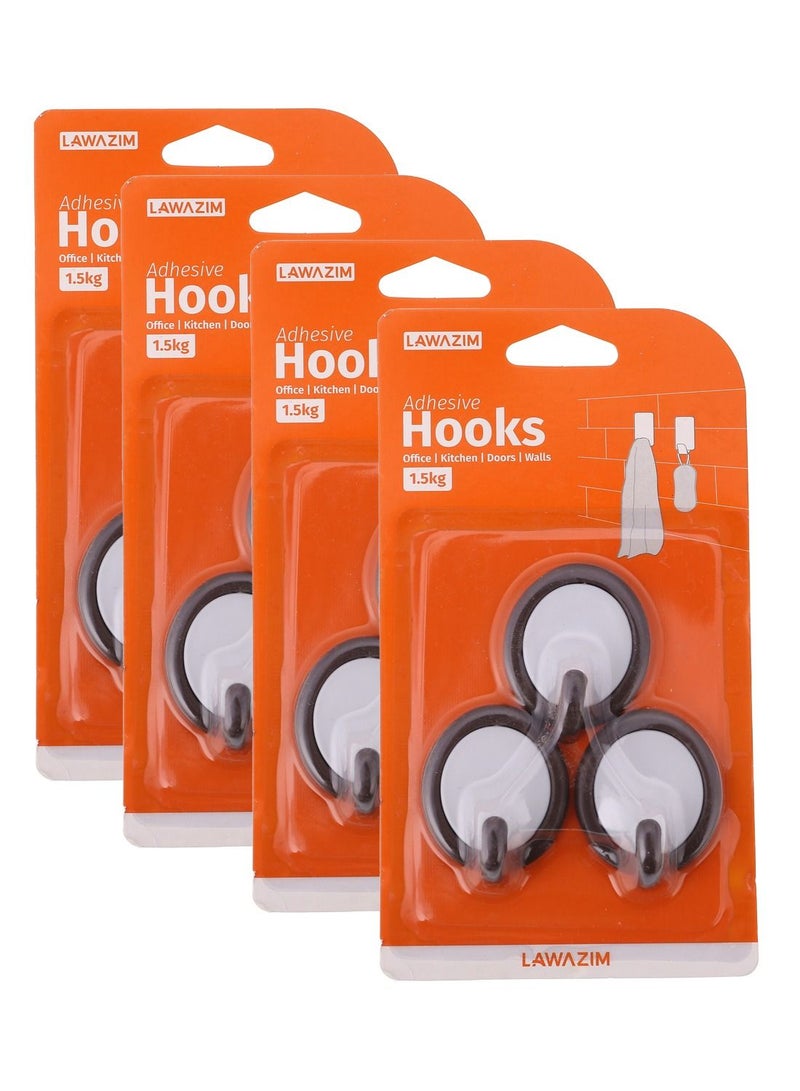 LAWAZIM 4-Packs of Colored Border Adhesive Hook - Round - Image 1