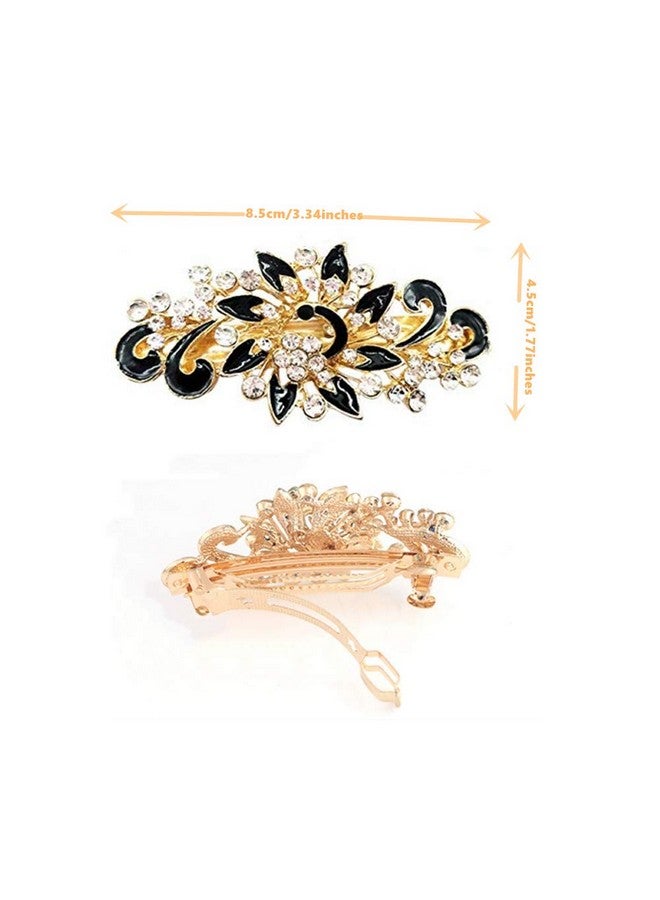 Kiddale 4 Packs Heart Shaped Crystal Butterfly Flower Vintage Hair Barrettes Peacock Rhinestones French Hair Clip Bridal Wedding Formal Event Jewelry Accessory For Women Girls - Image 3