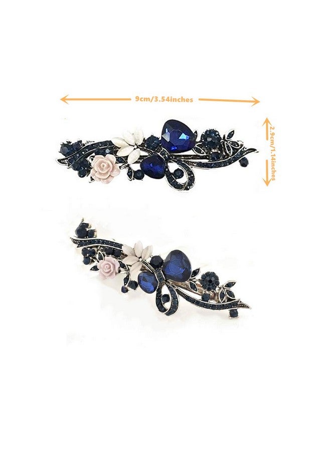 Kiddale 4 Packs Heart Shaped Crystal Butterfly Flower Vintage Hair Barrettes Peacock Rhinestones French Hair Clip Bridal Wedding Formal Event Jewelry Accessory For Women Girls - Image 5
