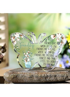 Spiareal Spiareal Gift for Friend Friendship Gifts for Women Friend Friendship Birthday Gifts Cheer up Gift Acrylic Heart Butterfly Keepsake Paperweight for Home Office Table Shelf(Butterfly)  - Image 2