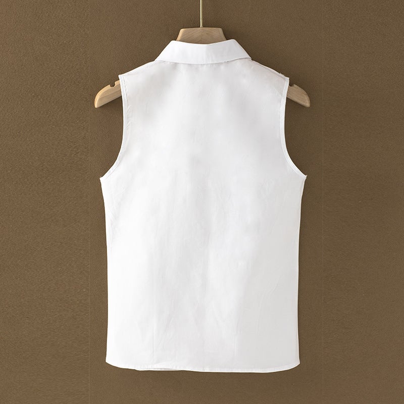 2024 Chiffon Shirt Sleeveless Shirt Korean Women'S All-Match Base Professional Shirt Vest New Fake Collar - Image 3
