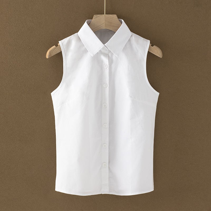 2024 Chiffon Shirt Sleeveless Shirt Korean Women'S All-Match Base Professional Shirt Vest New Fake Collar - Image 2
