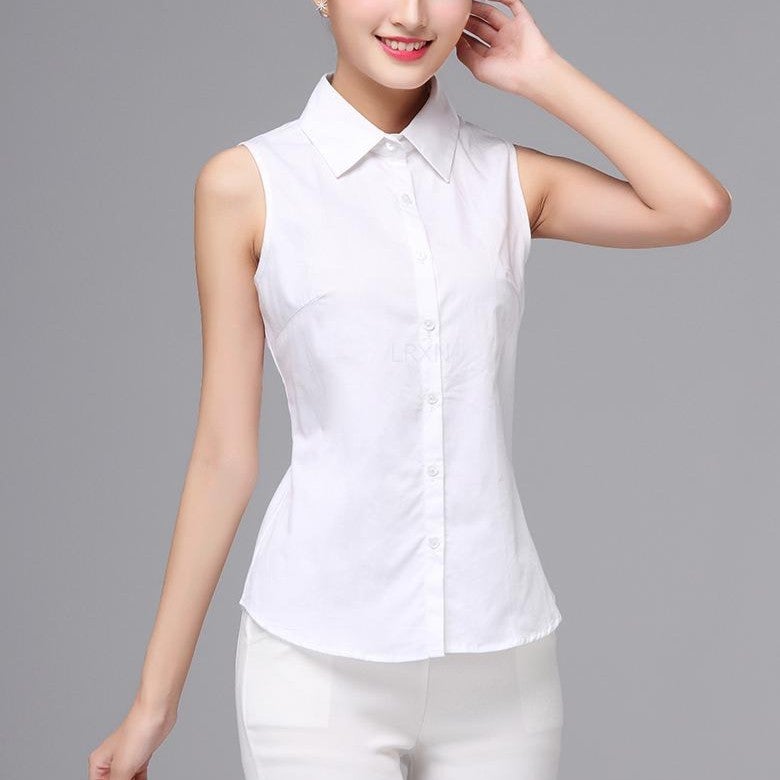2024 Chiffon Shirt Sleeveless Shirt Korean Women'S All-Match Base Professional Shirt Vest New Fake Collar - Image 5