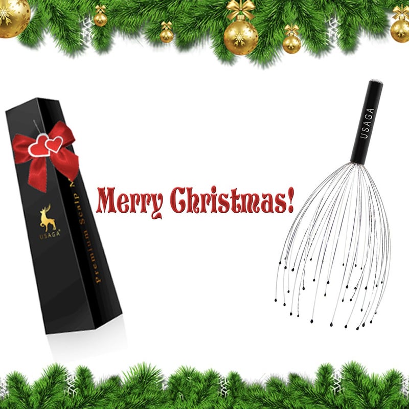 USAGA 36 أصابع جهاز تدليك الرأس جهاز خدش الرأس، هدايا للتخزين للاسترخاء للجسم والرأس (أسود) - Image 3