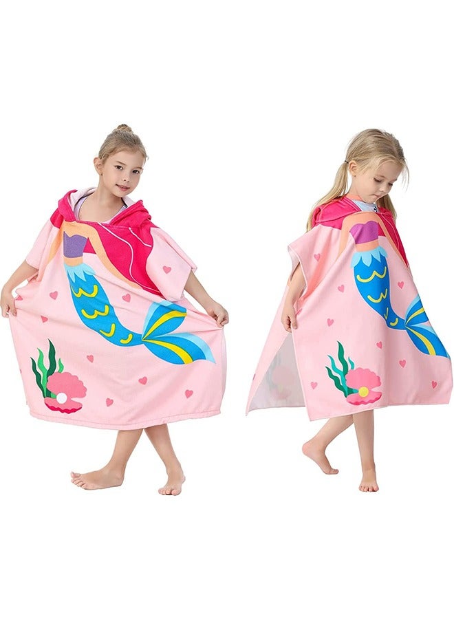 LINJIE Kids Bath Towel for 1-6 Years Toddler, Hooded Towel,Microfiber Super Soft, Robe Poncho Bathrobe,Girls Swimming Beach Holiday Water Playing,Pool Swim Coverups 1Pcs - Image 1