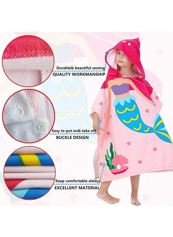 LINJIE Kids Bath Towel for 1-6 Years Toddler, Hooded Towel,Microfiber Super Soft, Robe Poncho Bathrobe,Girls Swimming Beach Holiday Water Playing,Pool Swim Coverups 1Pcs - Image 2
