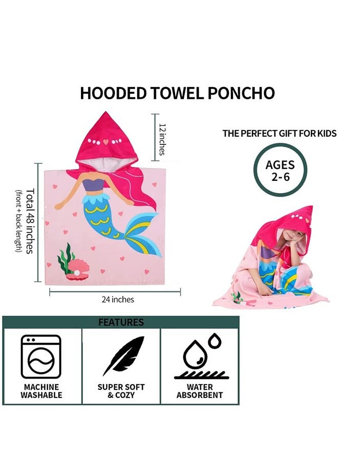 LINJIE Kids Bath Towel for 1-6 Years Toddler, Hooded Towel,Microfiber Super Soft, Robe Poncho Bathrobe,Girls Swimming Beach Holiday Water Playing,Pool Swim Coverups 1Pcs - Image 4