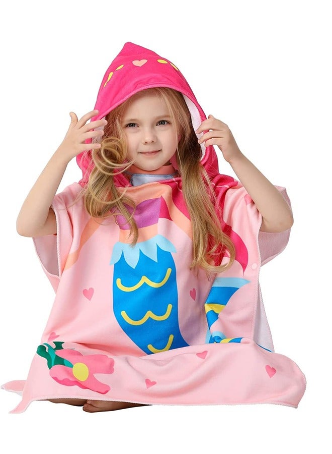 LINJIE Kids Bath Towel for 1-6 Years Toddler, Hooded Towel,Microfiber Super Soft, Robe Poncho Bathrobe,Girls Swimming Beach Holiday Water Playing,Pool Swim Coverups 1Pcs - Image 3