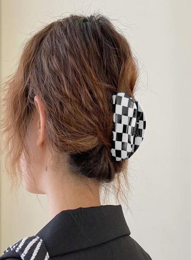 Fsmiling Womens Checkered Hair Clip Medium Checkered Claw Clips Black And White Jaw Clip,3pack - Image 2