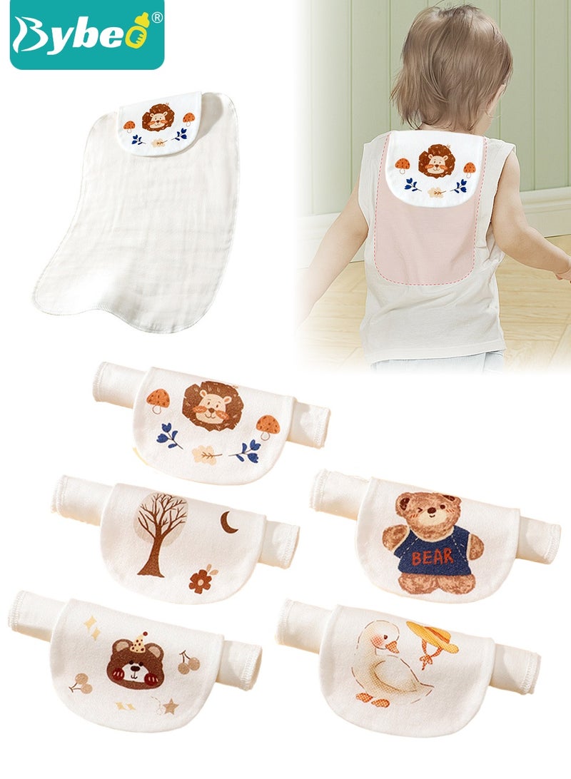 Bybeo 5-Piece Baby Sweat Absorbent Towel, 100% Cotton Baby Towel, Infant Back Towels, Back Wet Pad Wipes for Children Playtime and Kindergarten Activities - Image 1