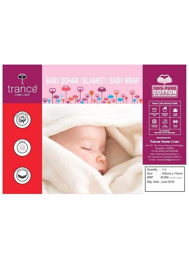 Trance Home Linen - Pure Malmal Cotton Multipurpose Baby Dohar ; 3 Layered Baby Swaddle ; Softlightweight Baby Blanket ; Crib Blanket (Age : 0 6 Months 100Cm X 70 Cm Ducks) - Image 1