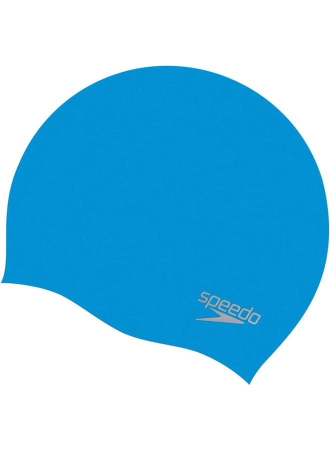 Speedo Plain Moulded Silicone Swim Cap - White/Silver - Image 4