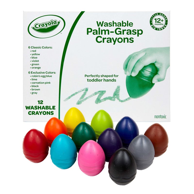 Crayola Large Egg Crayons (12ct), Jumbo Washable Crayons for Toddlers, Preschool Art Supplies for Toddlers, Classroom Must Have, Ages 1+ - Image 1