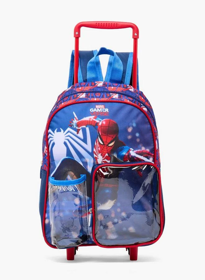 Marvel Spider-Man Print 3-Piece School Trolley Bag Set For Boys 8-13 Years With Lunch Box