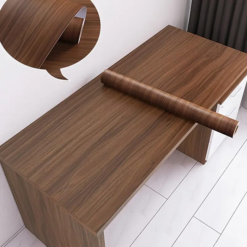 SUNBIRD تغطية الجدران والأرضيات ذاتية اللصق من SUNBIRD، ورقة فينيل بتصميم خشب الرخام، مقاومة للماء، ملصق أرضي مقاوم للزيت قابل للإزالة، ورق حائط لاصق للمطبخ وغرفة المعيشة (كستناء، 23 بوصة × 3 متر) - Image 2