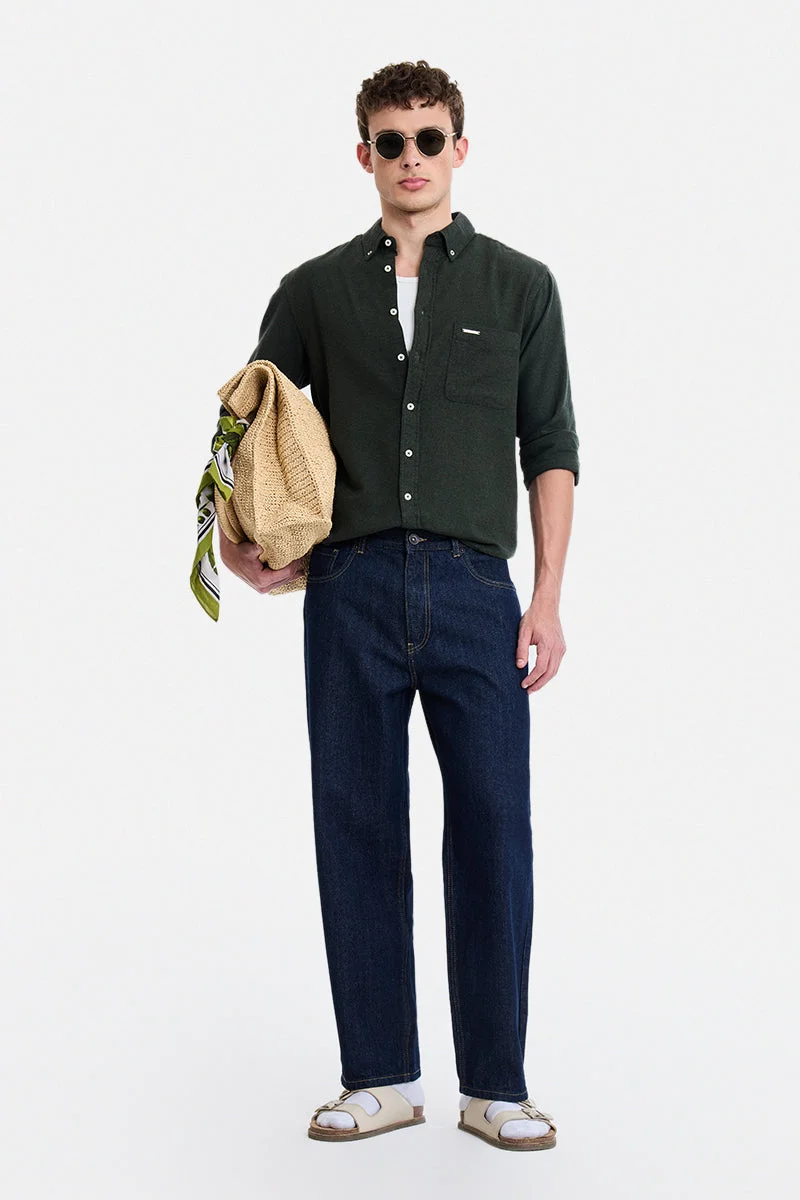سنيتش Indigo Solid Baggy Jeans