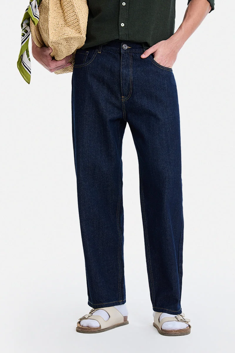 سنيتش Indigo Solid Baggy Jeans