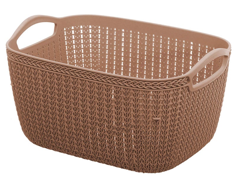 Kuber Industries Kuber Industries Plastic 2 Pieces Multipurpose Large Size Flexible Storage Baskets/Fruit Vegetable Bathroom Stationary Home Basket with Handles (Brown & Cream) -CTKTC42926  - Image 2