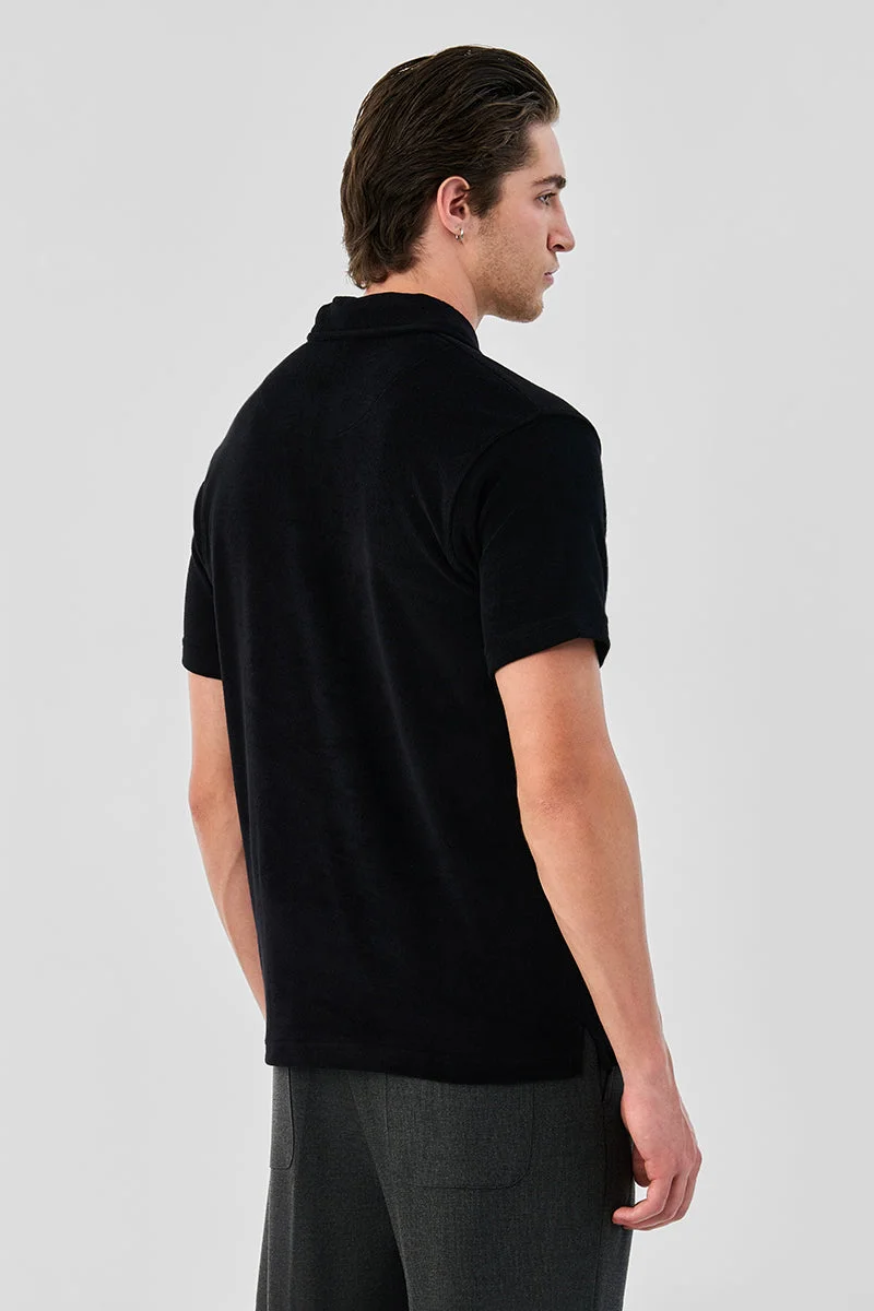 Snitch Black Cotton Blend Polo Regular Fit T-Shirt for Men | Best Price UAE