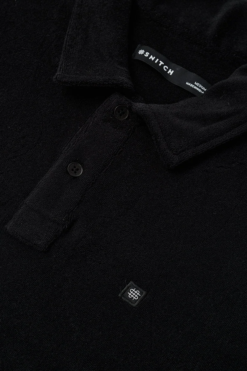 Snitch Black Cotton Blend Polo Regular Fit T-Shirt for Men | Best Price UAE