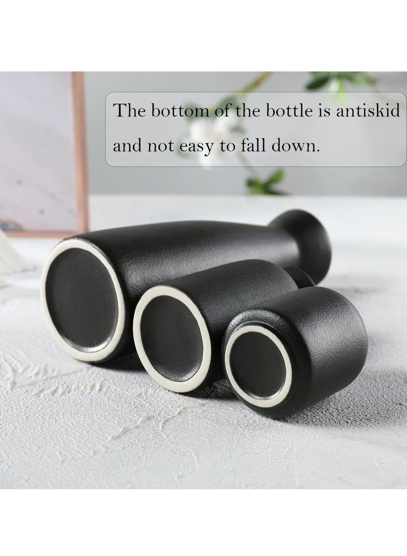 Ceramic Vase Set 3 Small Flower Vases for Modern Home Decor Decorative Vase for Pampas Grass and Dried Flowers Black - Image 2