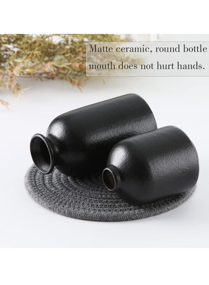 Ceramic Vase Set 3 Small Flower Vases for Modern Home Decor Decorative Vase for Pampas Grass and Dried Flowers Black - Image 3