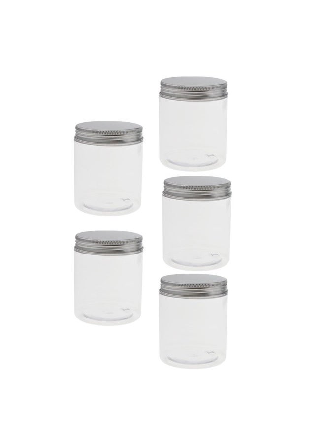 silvercnc 5PCS 250ML Clear Empty Refillable PET Plastic Wide Mouth Cosmetic  - Image 1