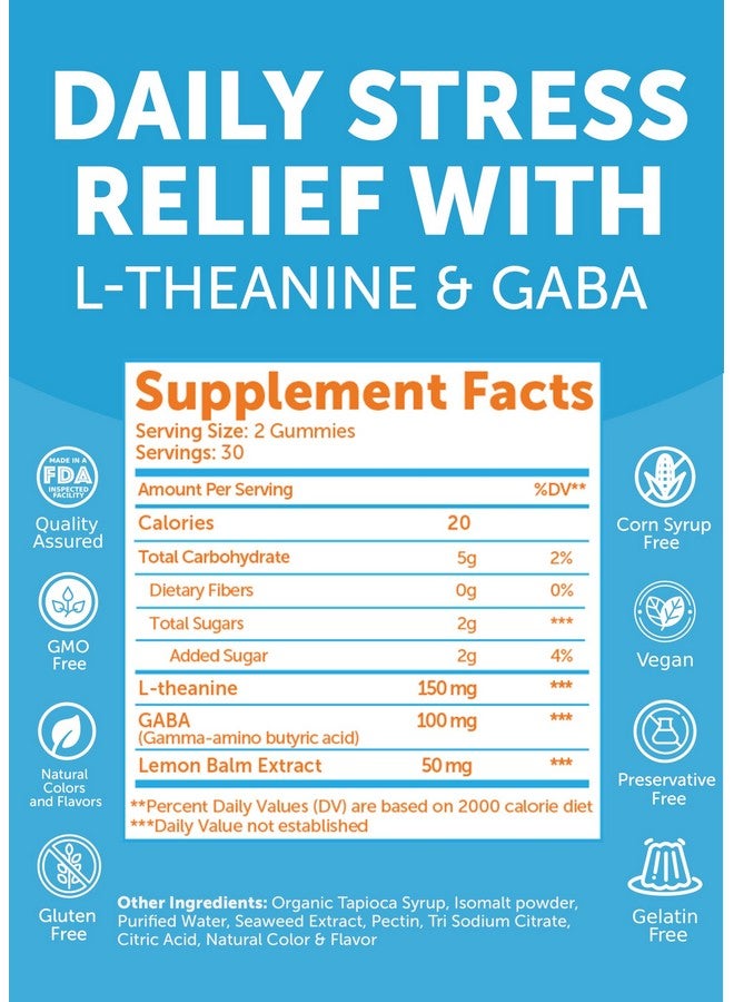 Lunakai USA Made Calm & Stress Relief Gummies - Delicious GABA + L-Theanine Calming Supplement for Adults & Kids - Natural Stress Support, 60ct - Image 5