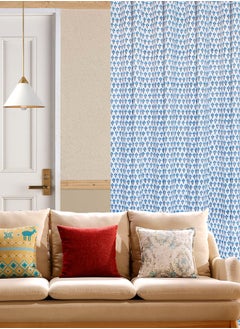OJARIYA Blue Bellflower 100 Percent Premium Organic Cotton Hand Block Printed Curtains 274 X 152 Cm  - Image 1