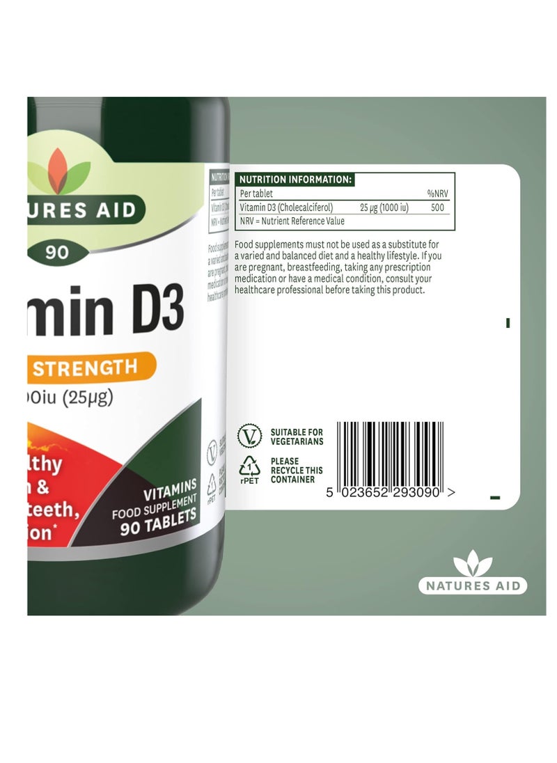 Natures Aid - Vitamin D3 1000iu (25ug), 90 Tablets - Image 1