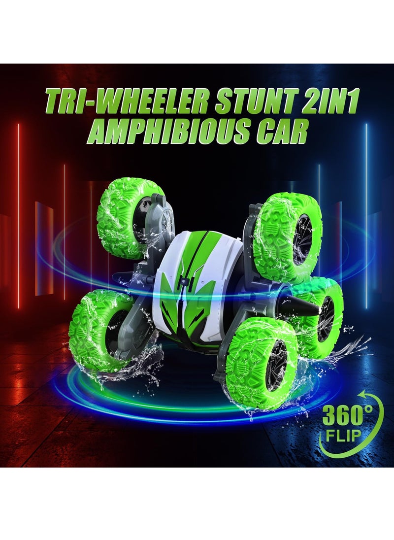 SYOSI 2024 Upgraded RC Car Toys Waterproof Tri Wheeler 360 Degree Spin Stunt Double Sided Driving Rechargeable Remote Control Toys for Boys Girls Age 3-14 2.4Ghz Outdoor Toys Car for Kids Birthday Gifts  - Image 3
